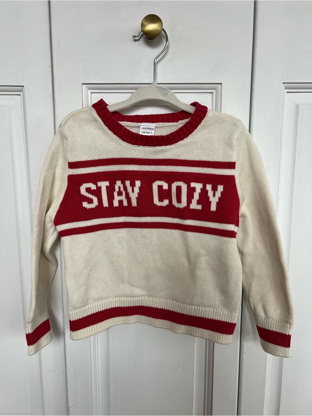 Carter's Cream Sweater with Red 'STAY COZY'